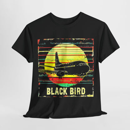 "Black Bird Jetliner Aviation T-Shirt – Bold Graphic Tee for Aviation Enthusiasts"