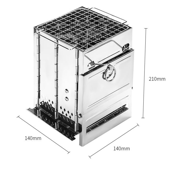 Stainless Steel Firewood Stove Camping Portable Folding
