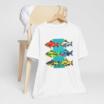 Six Andrew Warhol Style Fishes T-shirt design