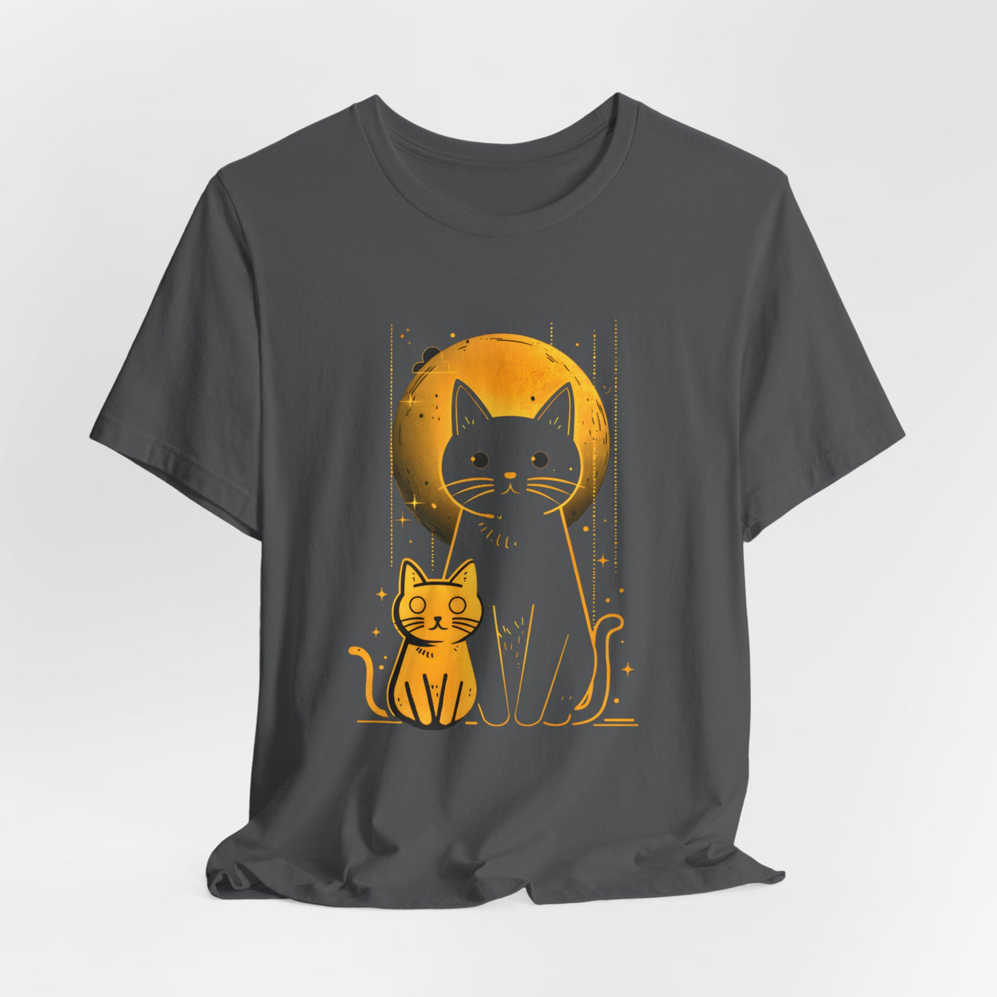 Two Cats Under Full Moon T-shirt Design