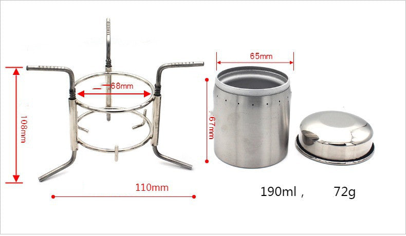 Camping Picnic Stove Outdoor Stainless Steel Liquid Alcohol Stove