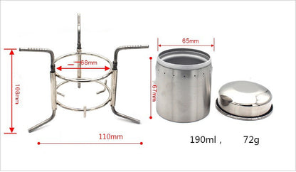 Camping Picnic Stove Outdoor Stainless Steel Liquid Alcohol Stove