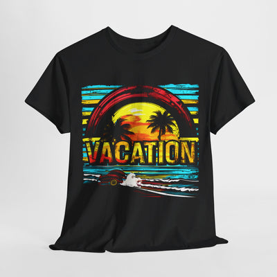 Seaside Palm Sunset Vacation T-Shirt – Coastal Vibes Graphic Tee for Beach Lovers