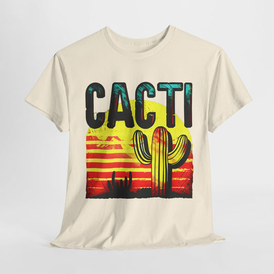 "Cacti Desert Sunset T-Shirt - Vibrant Cactus Sunset Graphic Tee, Desert Adventure Style"