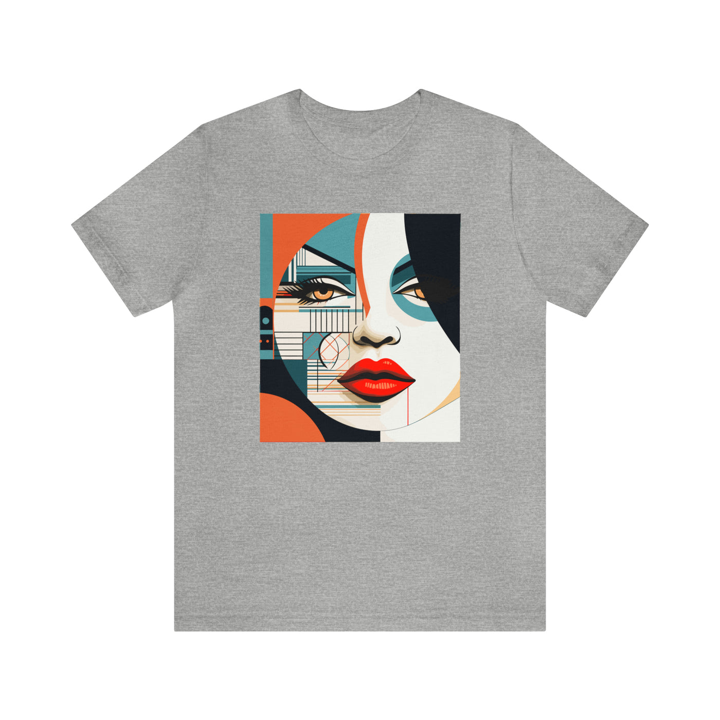 Graphical art and suprematism collection: Round girl's face with red lips