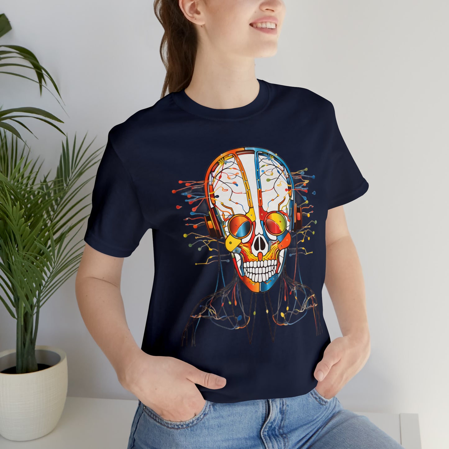 Graphical skeletons collection: Colorful Skull with Headphones Design