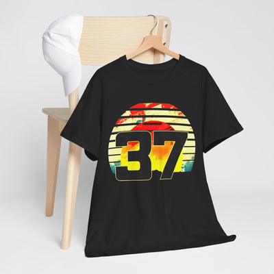 Lucky 37 Number Sunset T-Shirt | Unique Graphic Tee for Fans of Bold Style