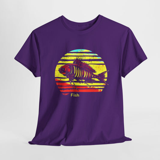 Fish Skeleton Sunset Graphic T-Shirt – Artistic, Bold, and Stylish!