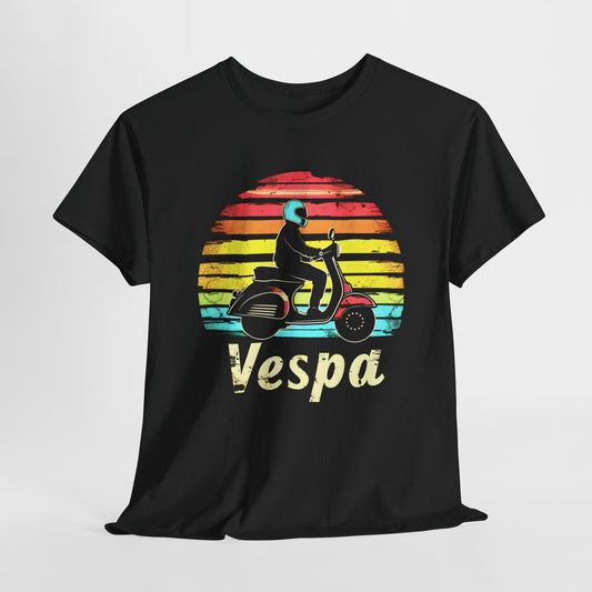 Classic Vespa Scooter Sunset Graphic Tee | Retro Scooter Vibes