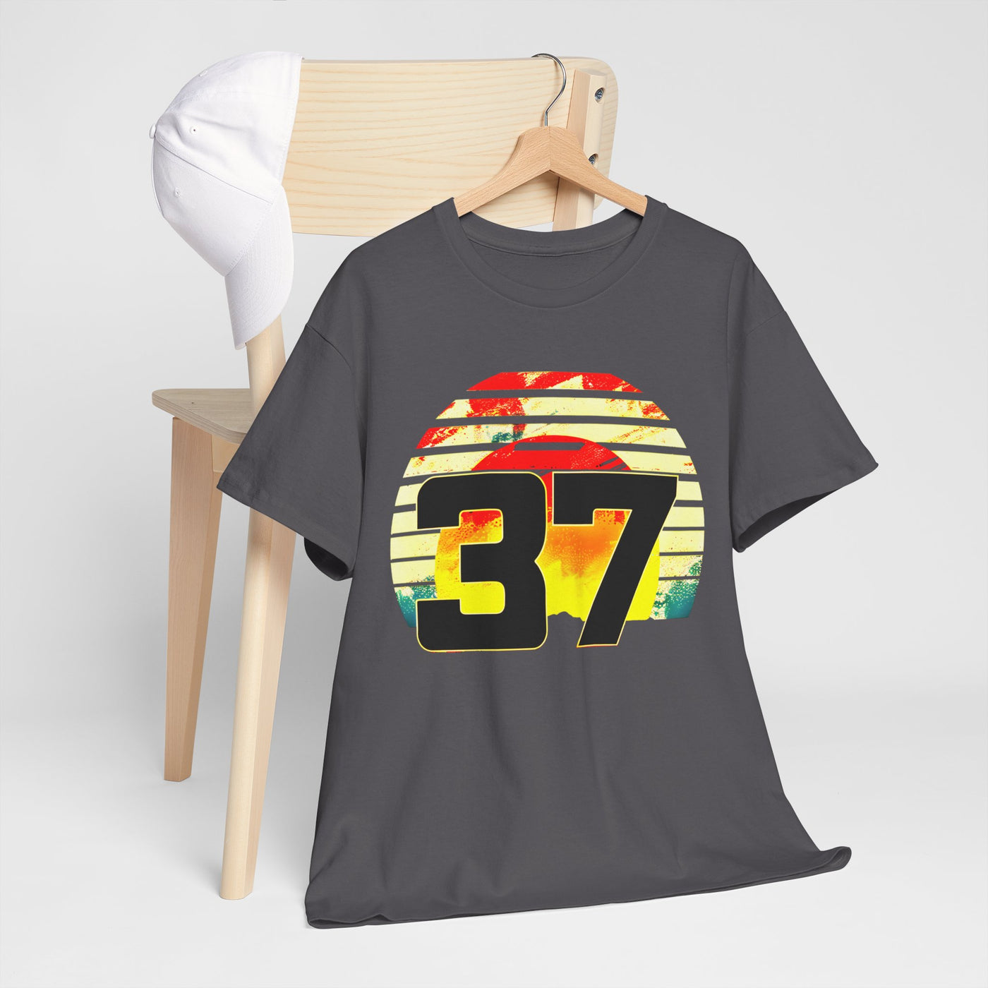 Lucky 37 Number Sunset T-Shirt | Unique Graphic Tee for Fans of Bold Style