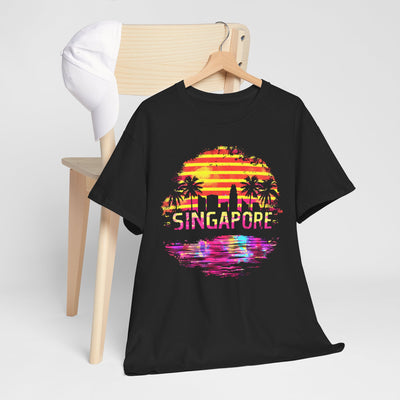 "Singapore Sunset T-Shirt - Scenic Skyline Graphic Unisex Tee"