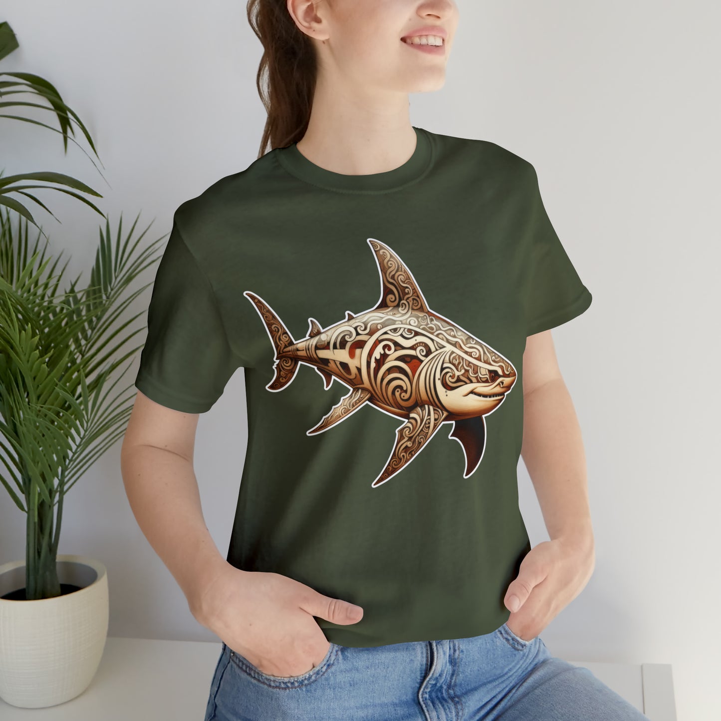 Fishy art collection: Woodcut shark artistic design