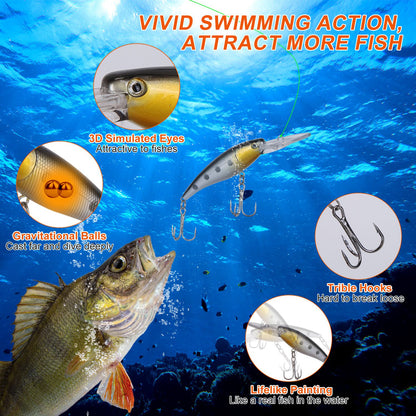 375Pcs Fishing Baits And Tackle Box Saltwater Freshwater Fishing Lures Kit Lifelike Popper Crankbaits Crickets Frogs Spoon Lures Maggots