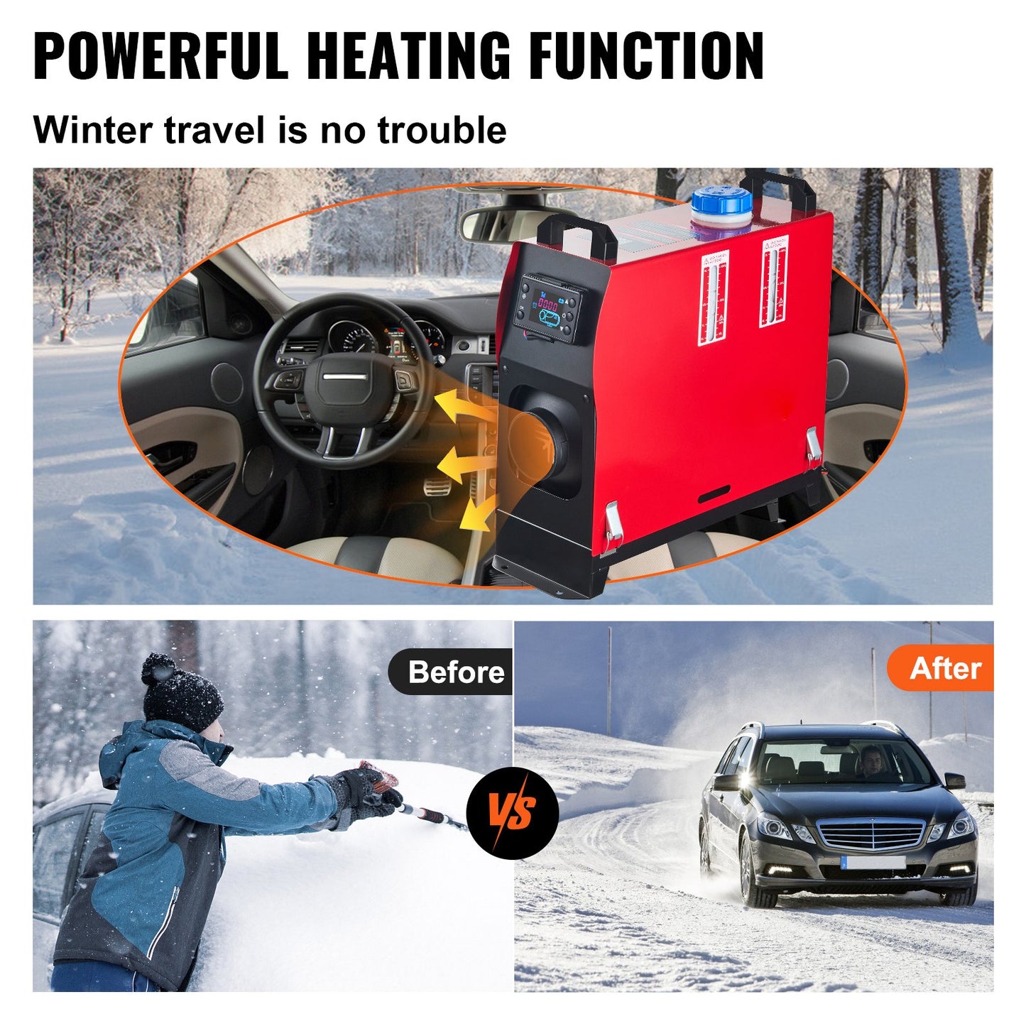 5KW Diesel Air Heater All In One 12V Diesel Parking Heater Silencer 5000W Diesel Heater Remote Control With LCD Switch For RV Motorhome Bus And Trailer