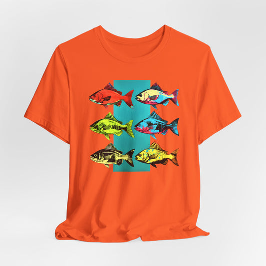 Six Andrew Warhol Style Fishes T-shirt design