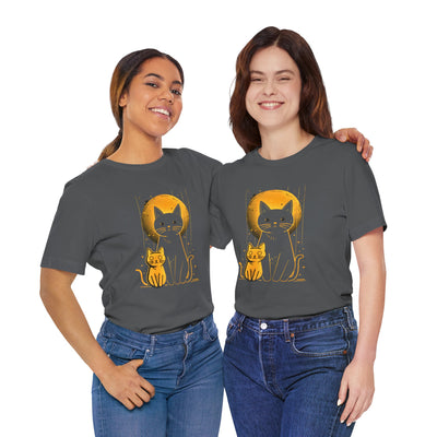 Two Cats Under Full Moon T-shirt Design