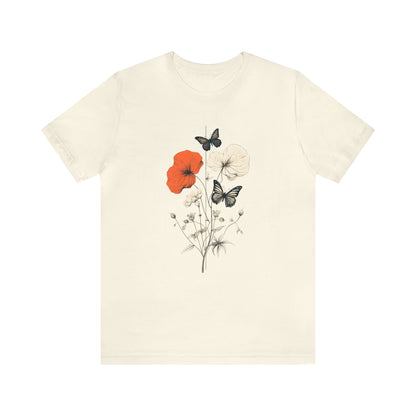 Minimalist design collection: Poppy flowers and butterflies