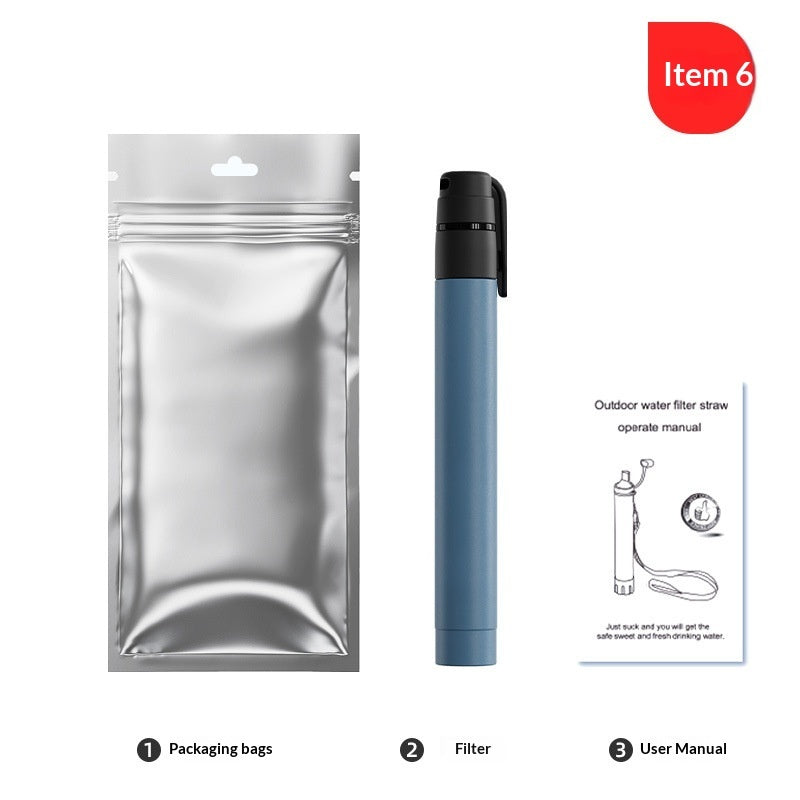 Outdoor Water Purification Filter Survival Portable Straw Water Filter Wilderness Water Purification Tool