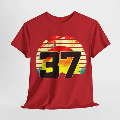 Lucky 37 Number Sunset T-Shirt | Unique Graphic Tee for Fans of Bold Style