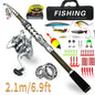 Telescopic Portable Long-Cast Rod And Reel Fishing Tackle Lure Rod Full Set