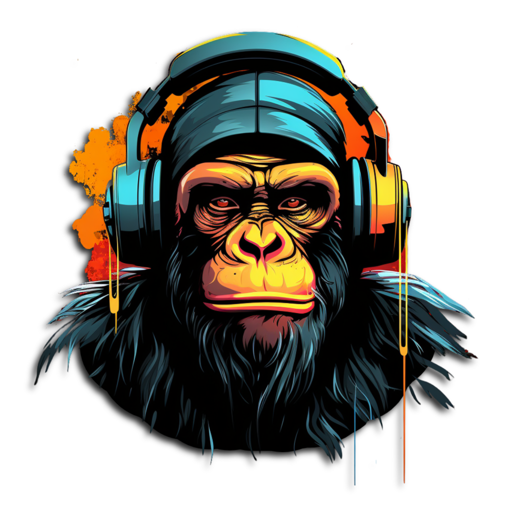 Apes design collection: Groovy gorilla in headphones