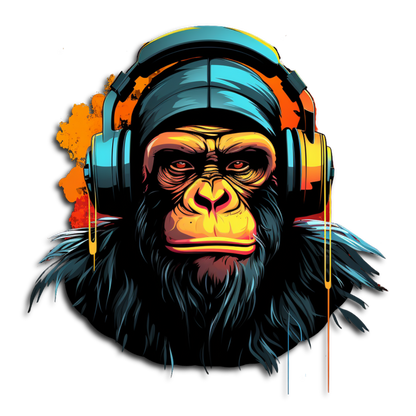 Apes design collection: Groovy gorilla in headphones