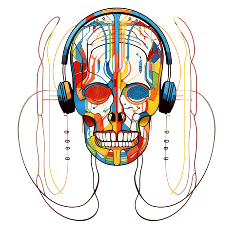 Graphical skeletons collection: Skull with Headphones Suprematism Design