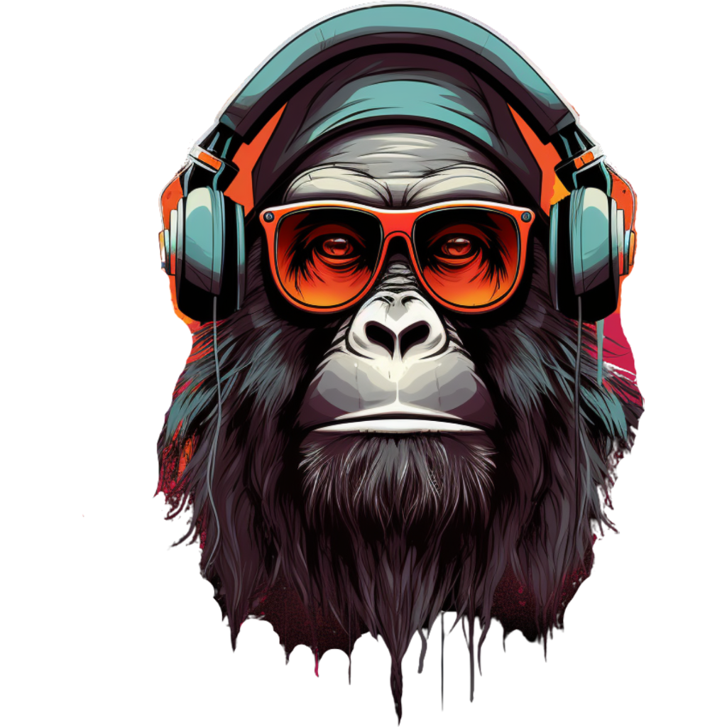 Apes design collection: Funky Gorilla in headphones