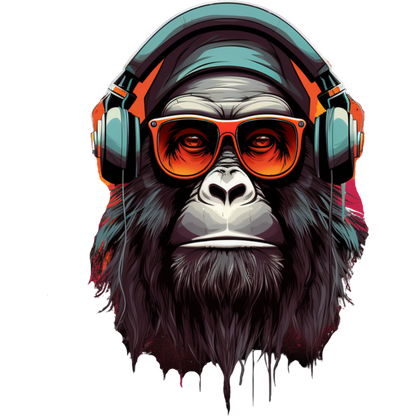 Apes design collection: Funky Gorilla in headphones