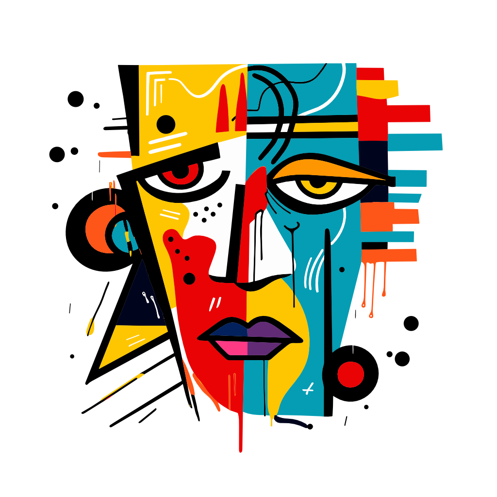 Graphical art and suprematism collection: Man's face in color