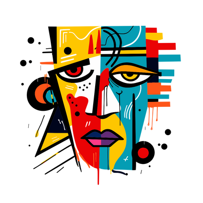 Graphical art and suprematism collection: Man's face in color