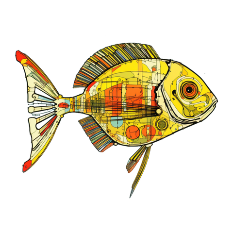 Fishy art collection: Graphic representation of a yellow fish.