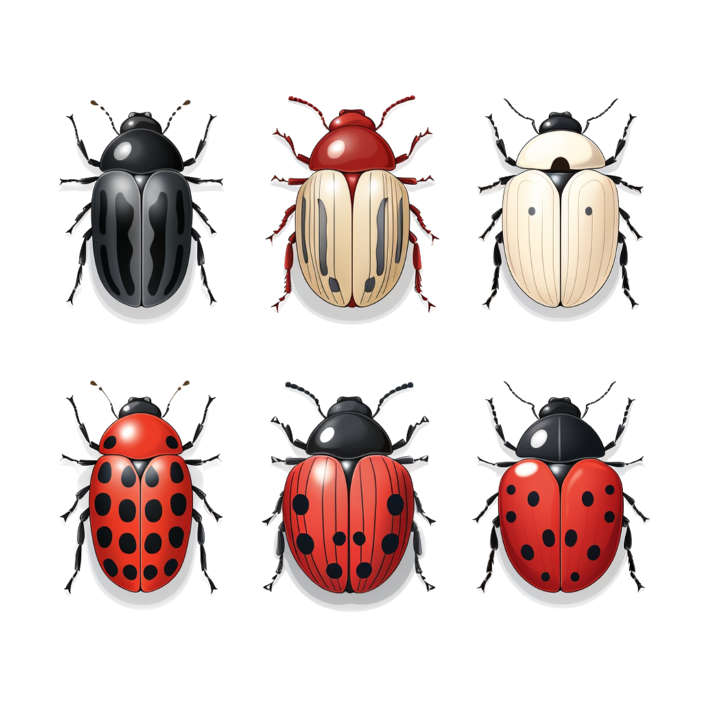 Amazing insects collection: Six Ladybugs
