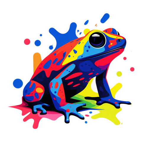 Super frogs collection: Funny graphical dart frog in rainbow colors