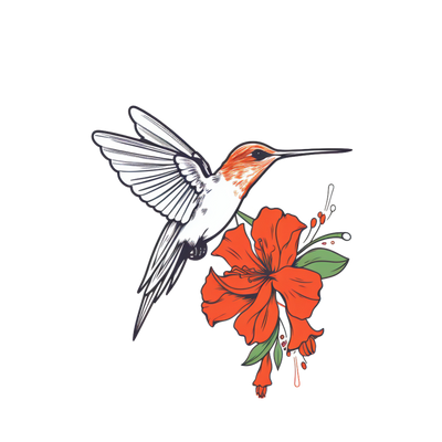 Power of birds collection: Hummingbird and flower