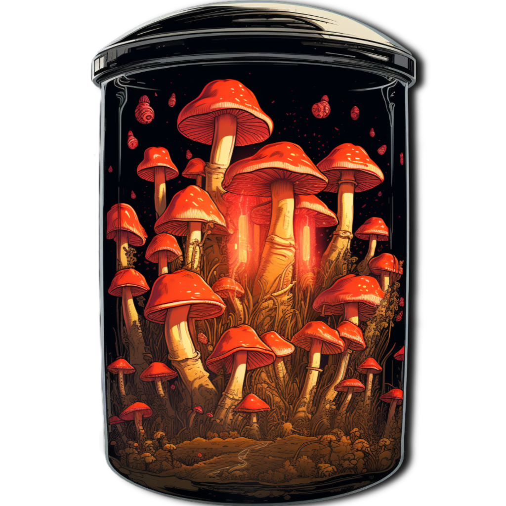 Mushrooms collection: Magic mushrooms in a jar