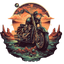Classical V-twin Motorcycle Desert Sunset