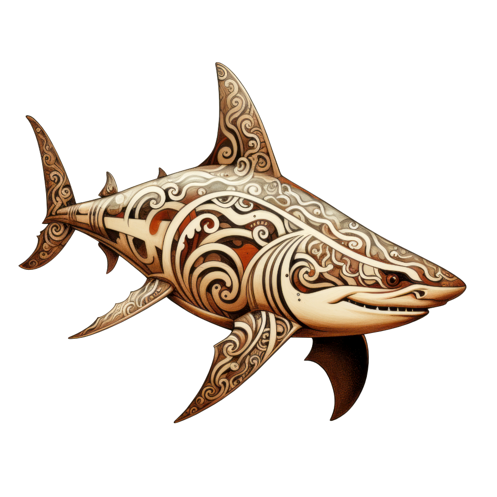 Fishy art collection: Woodcut shark artistic design