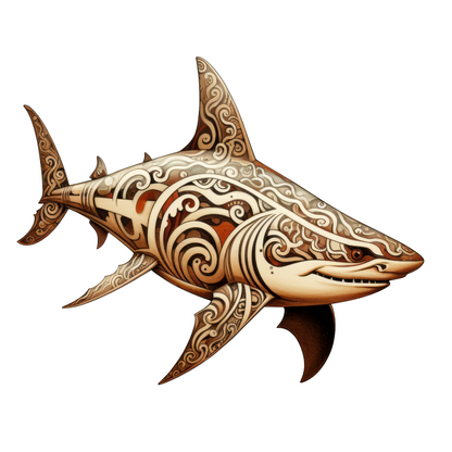 Fishy art collection: Woodcut shark artistic design