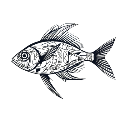 Fishy design collection: Line art fish design