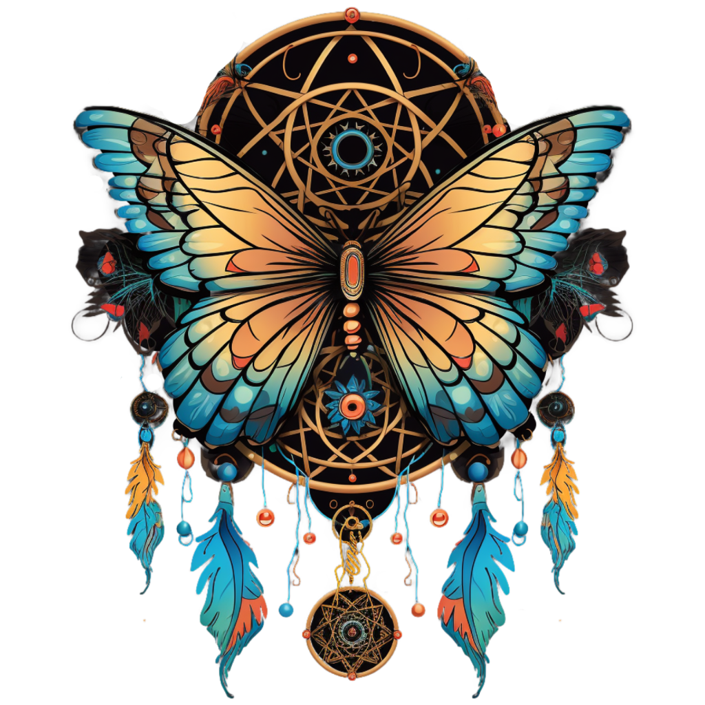 Amazing insects collection: A dark dreamcatcher with a butterfly