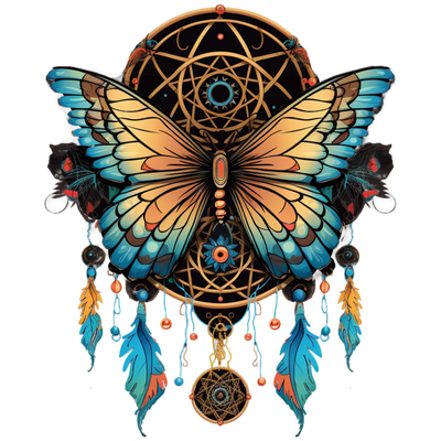 Amazing insects collection: A dark dreamcatcher with a butterfly