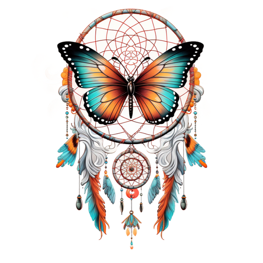 Amazing insects collection: A native Indian dreamcatcher with a butterfly