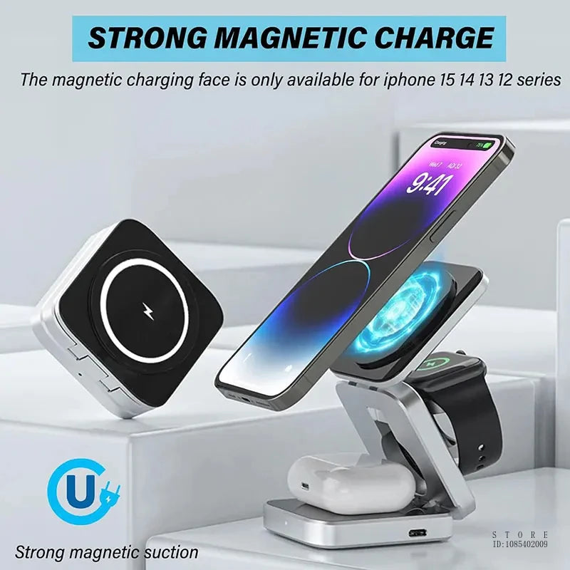 30W 3 In 1 Magnetic Wireless Charger Stand