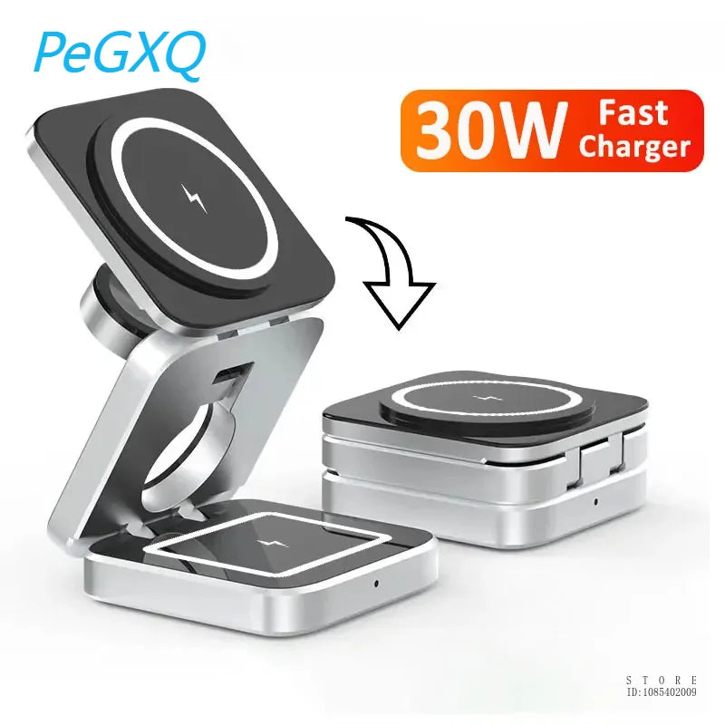 30W 3 In 1 Magnetic Wireless Charger Stand