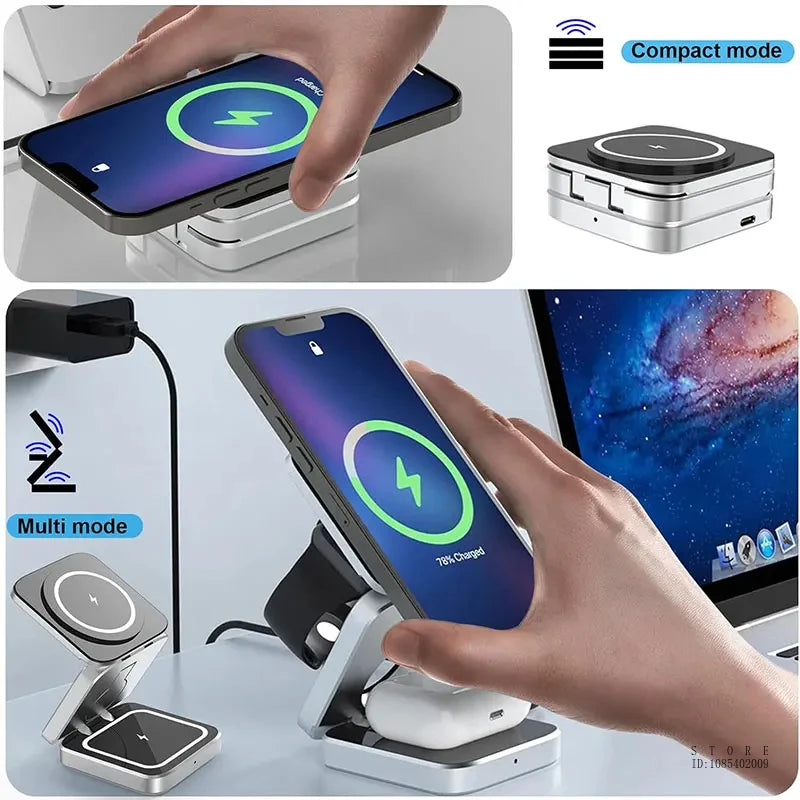 30W 3 In 1 Magnetic Wireless Charger Stand