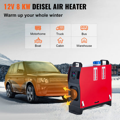5KW Diesel Air Heater All In One 12V Diesel Parking Heater Silencer 5000W Diesel Heater Remote Control With LCD Switch For RV Motorhome Bus And Trailer