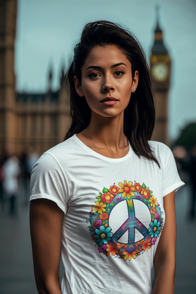 SAY NO TO WAR COLLECTION: Peace and Love symbol in fowers