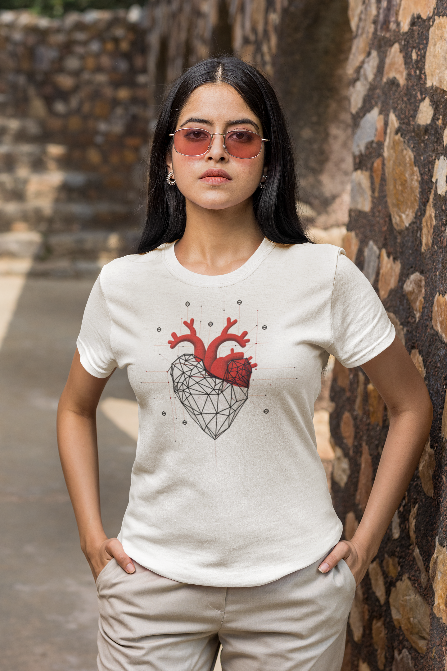 Hearts collection: Line Art Heart Triangular Design