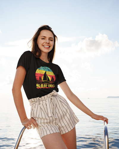 "Sunset Sailing Nautical T-Shirt - Tranquil Evening Voyage Design"